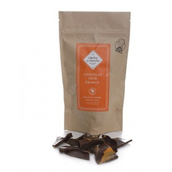 Éclats de chocolat noir 72 % orange artisanal gamme chocolat à pâtisser atelier du chocolat