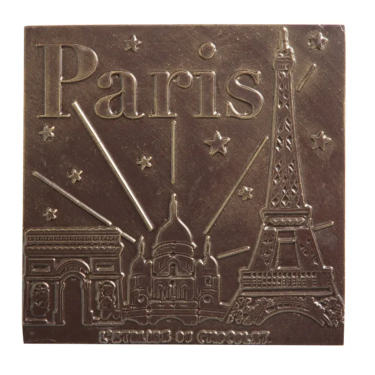 Carré chocolat noir Monuments de Paris livraison express cadeau chocolat artisanal