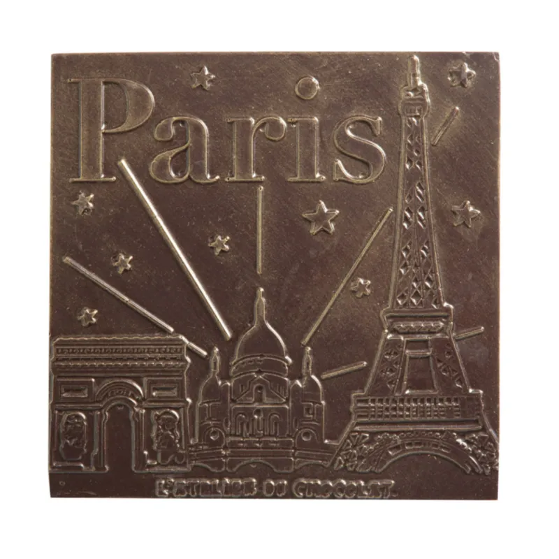 Carré chocolat noir Monuments de Paris livraison express cadeau chocolat artisanal