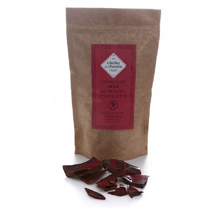 Éclats de chocolat noir 72 % au piment d’Espelette gamme à pâtisser