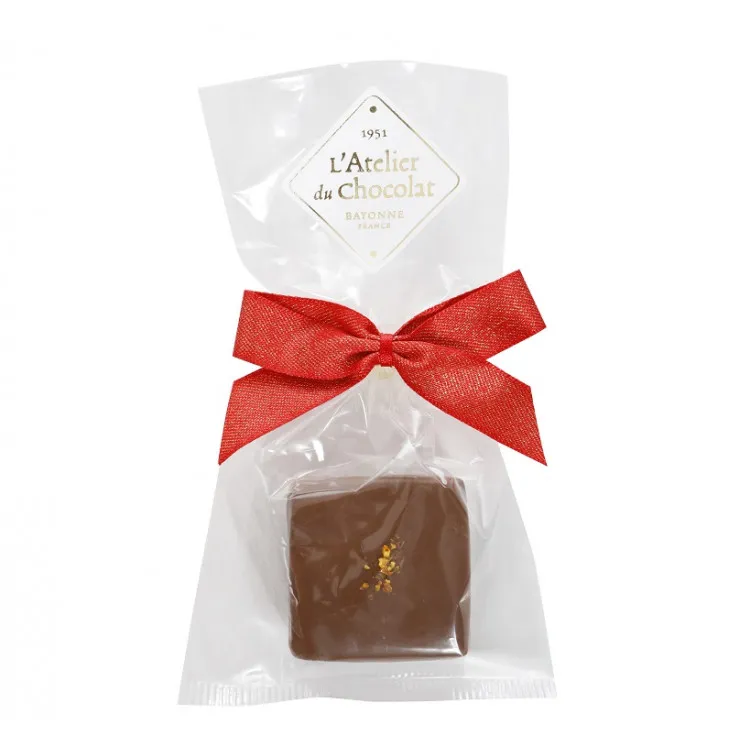 Bouchée pâte d’amande clémentine chocolats de Noël emballage