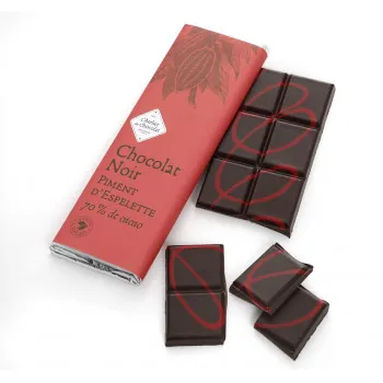 Tablette chocolat noir Piment d'Espelette