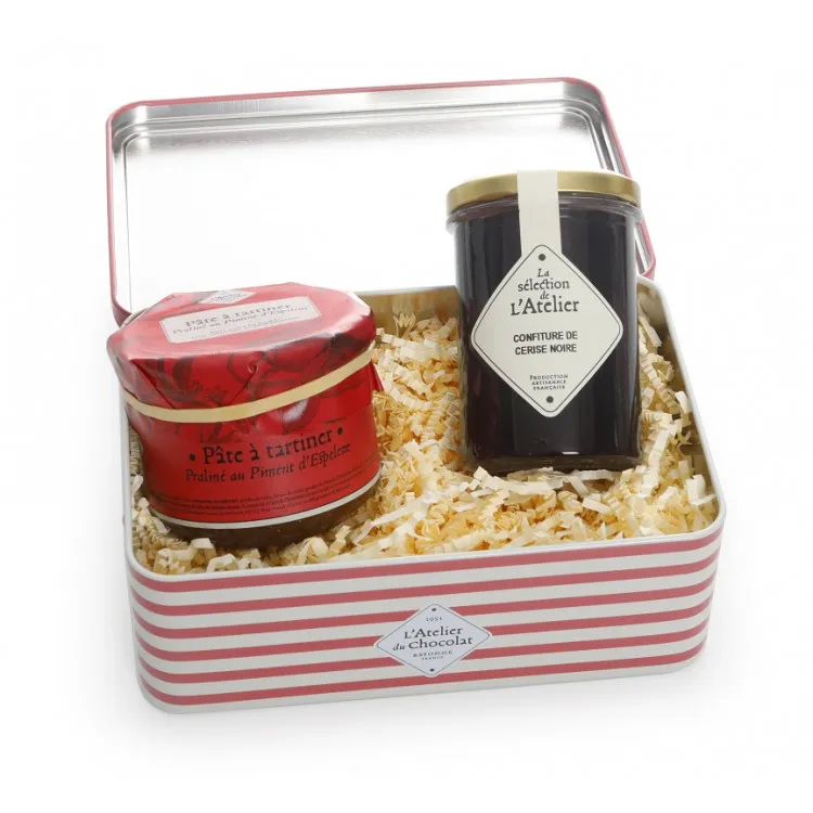 Boîte métal garnie Tradition Basque Piment Cerise Chocolat