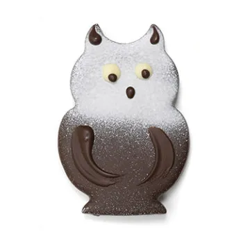 Hibou praliné pétillant chocolat noir chocolats de Pâques présentation
