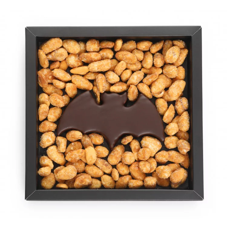 Coffret chauve-souris Halloween chocolat noir guimauve vanille chocolat noir amandes caramélisées