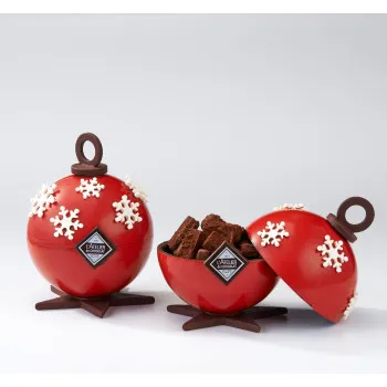 La boule bonbonnière chocolat noir de Noël garniture truffes Huallaga