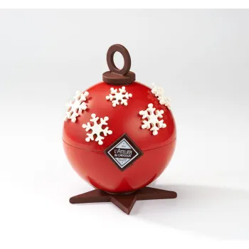 La boule bonbonnière chocolat noir de Noël garniture truffes Huallaga