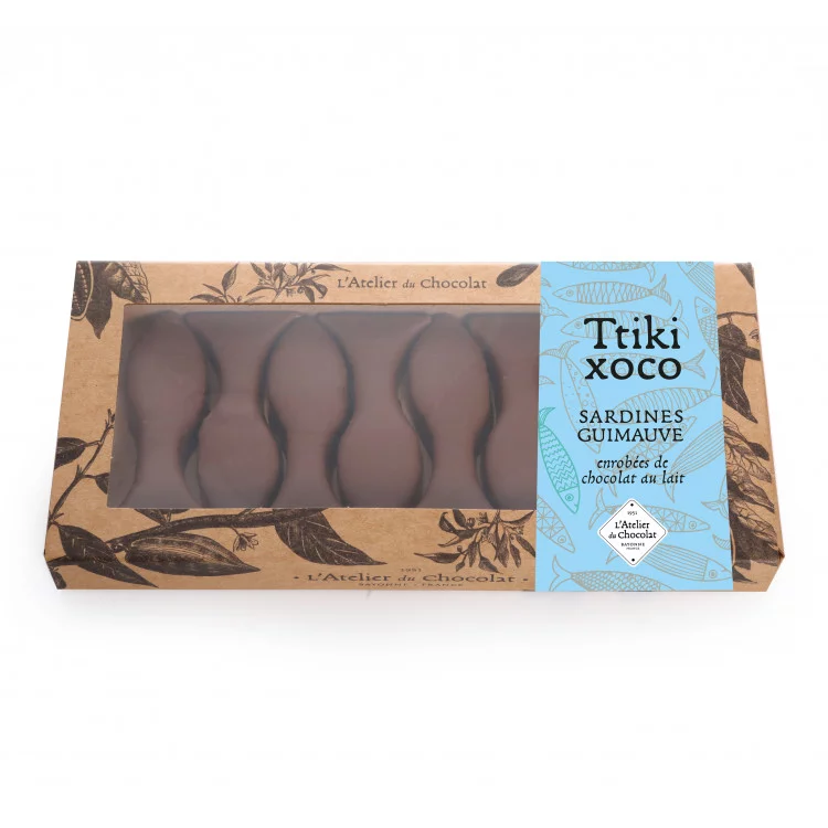 Boîte poissons guimauve vanille chocolat au lait