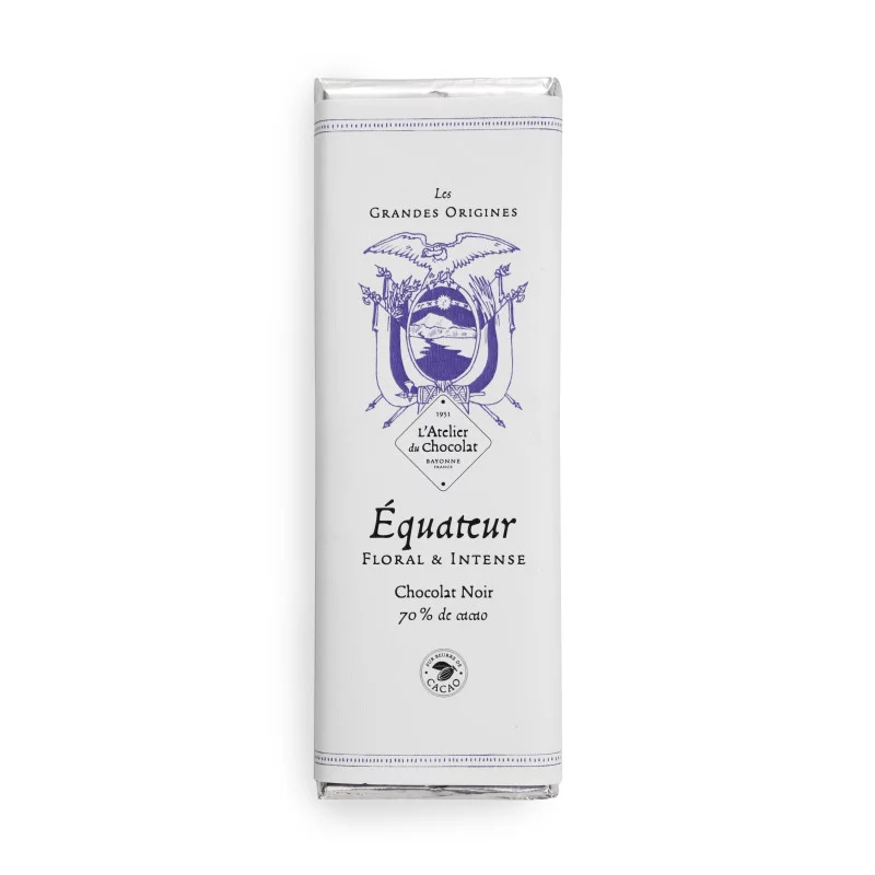 Tablette chocolat noir Grandes Origines Équateur livraison chocolat noir artisanal premium en 24h