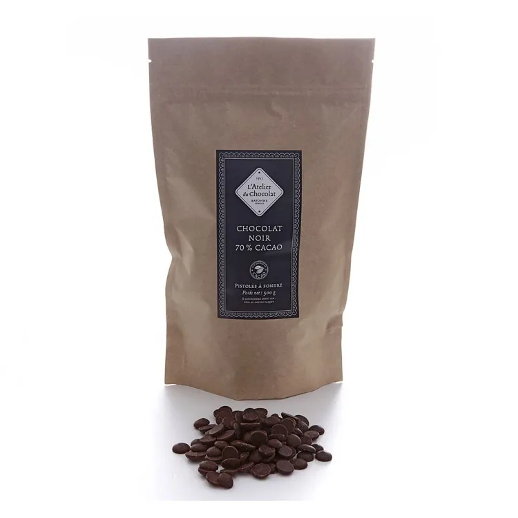 pistoles chocolat noir 70 % de cacao dessert artisanal