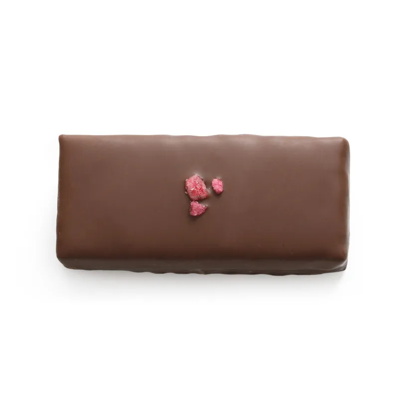 Bouchée ganache framboise pâte de fruit litchi chocolat