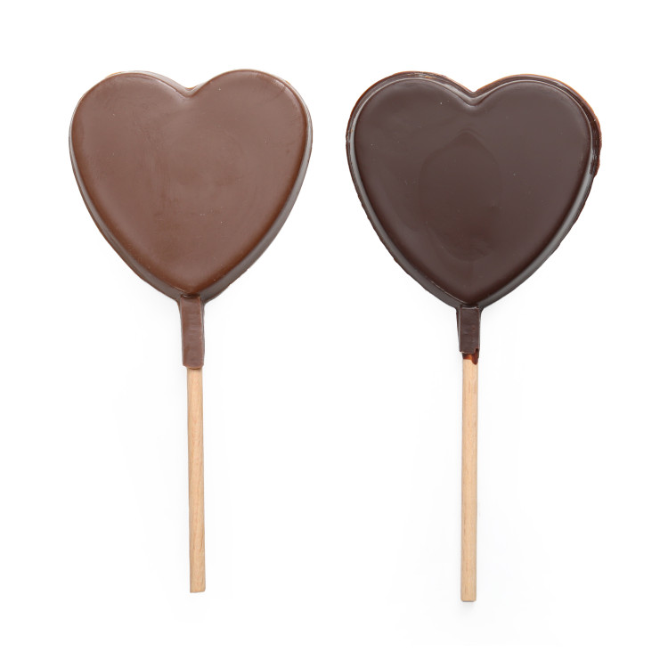 Duo de sucettes cœur chocolat noir et lait - Livraison Chocolats