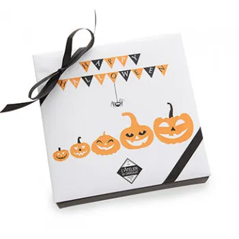 Carré Halloween chocolat noir praliné orange emballage