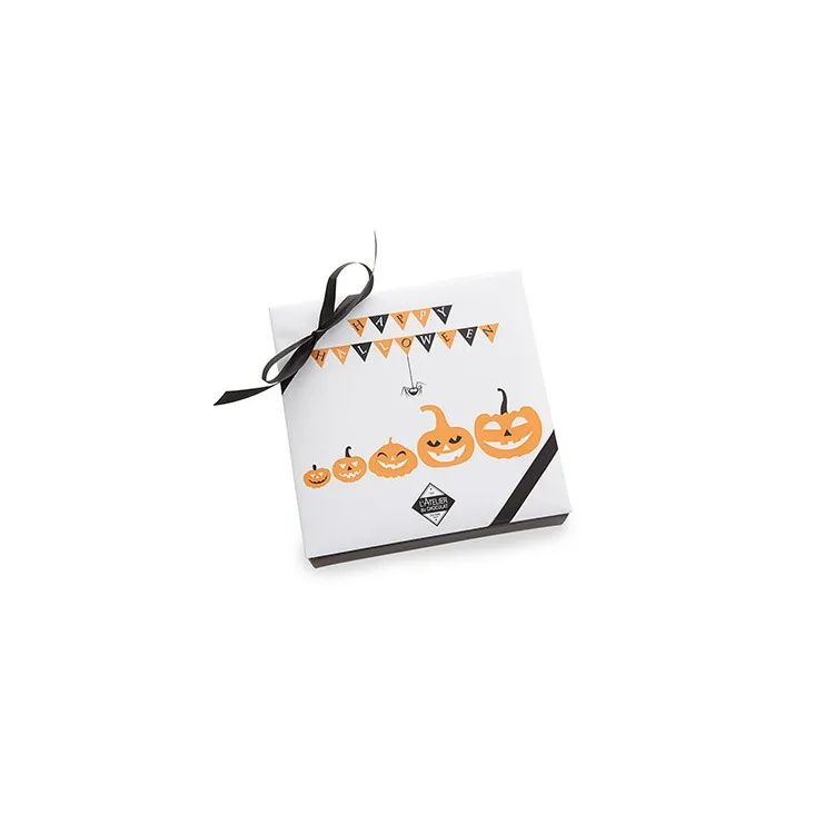 Carré Halloween chocolat noir praliné orange emballage
