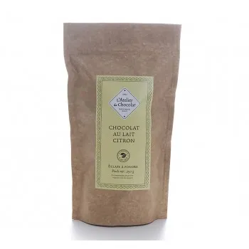 Éclats de chocolat au lait et citron artisanal gamme à pâtisser atelier du chocolat