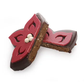 Bouquet de chocolat Joyeuses Fêtes et fleur poinsettia praliné sésame noir noël