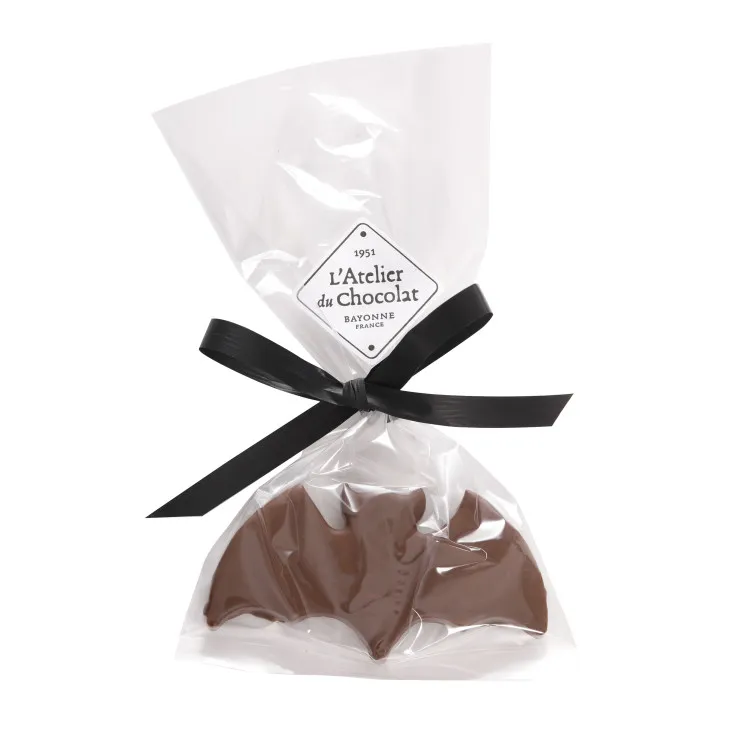 Bouchée chauve-souris chocolat au lait praliné et sucre pétillant Halloween emballage