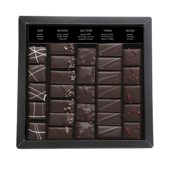 Bouquet de Chocolats® 100% Noir 220g + carré personnalisé