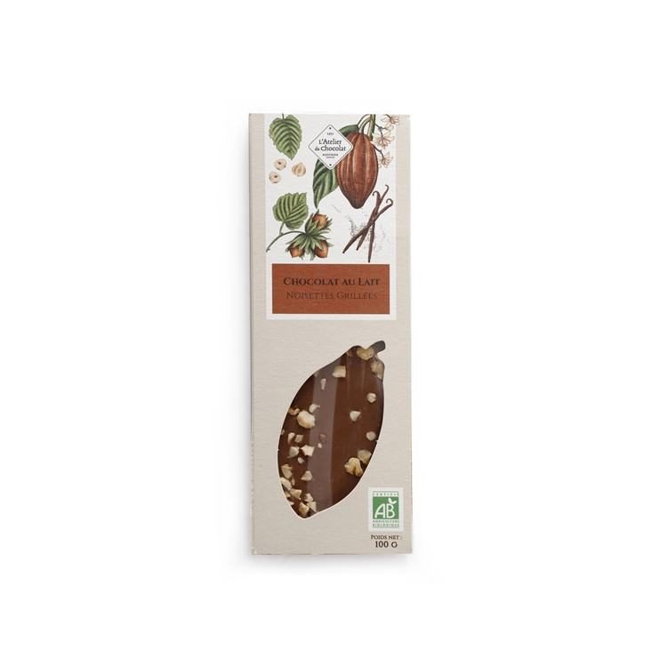 Tablette Chocolat Lait Bio Noisettes - Livraison Chocolats Bio