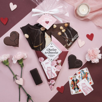 Bouquet de Chocolat St Valentin + Bouchée Cœur Praliné Lait