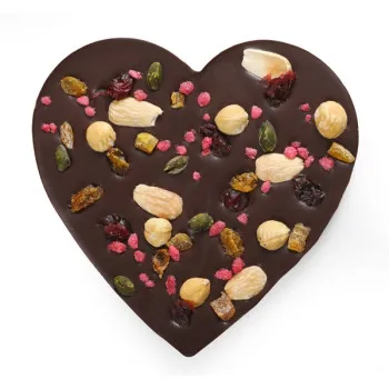 Carré cœur mendiant chocolat noir ou lait livraison chocolat artisanal cadeau chocolat saint valentin