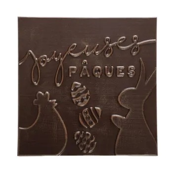 Boîte de chocolats extra noir et son carré Joyeuses Pâques noir livraison chocolat artisanal de pâques en 24h