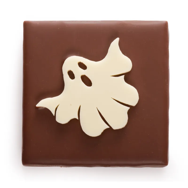 Bouchée fantôme chocolat au lait et gianduja noisettes Halloween