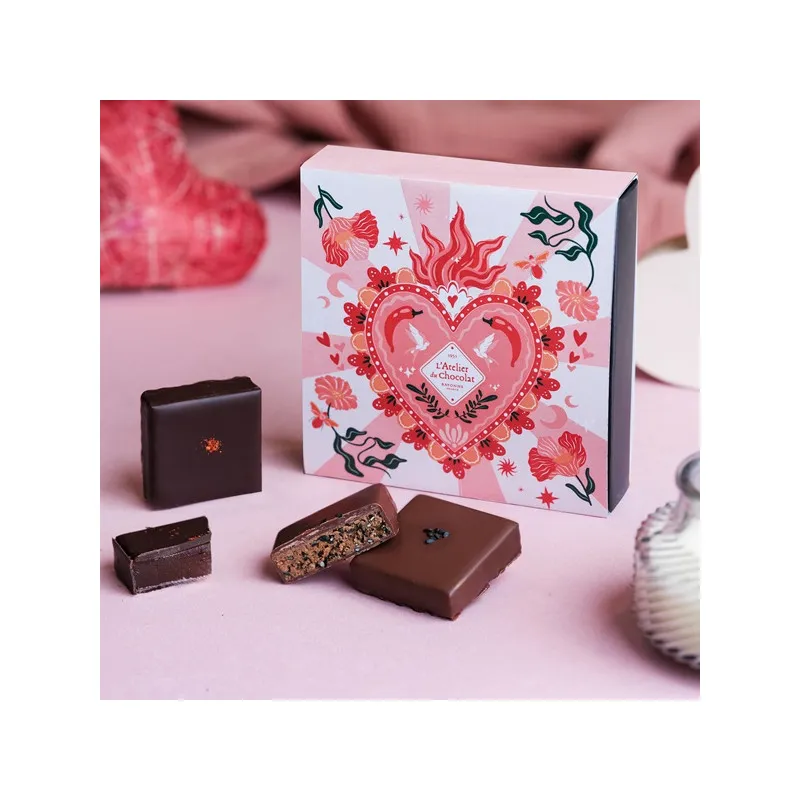 Coffret dégustation chocolat et pâtes de fruits collection inédite Saint-Valentin
