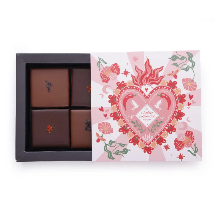 Coffret chocolat et pâtes de fruits collection inédite Saint-Valentin