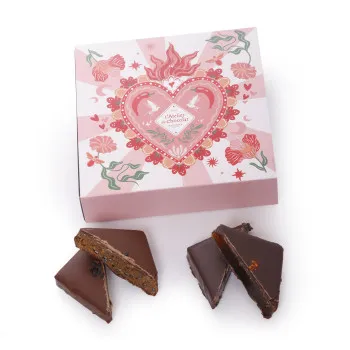 Coffret dégustation chocolat et pâtes de fruits collection inédite Saint-Valentin présentation