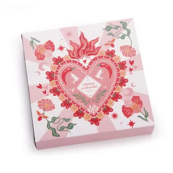 Coffret 9 bonbons ganaches pralinés chocolats amour livraison chocolat vasque sous 24h atelier du chocolat