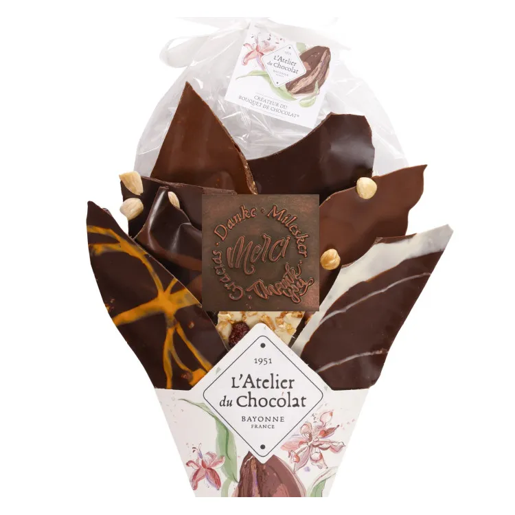 Bouquet de chocolat Merci et sa réglette de galets des gaves