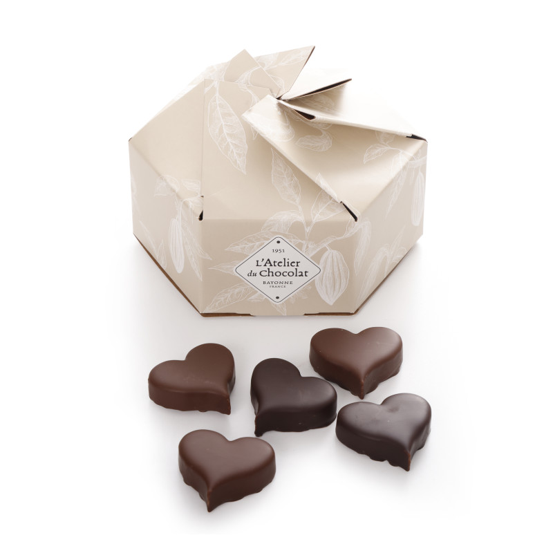 Bonbons coeur praliné chocolat noir lait