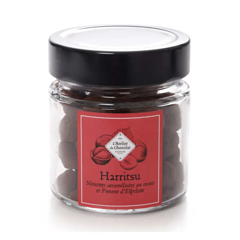 Noisettes caramélisées harritsu cacao piment d'Espelette