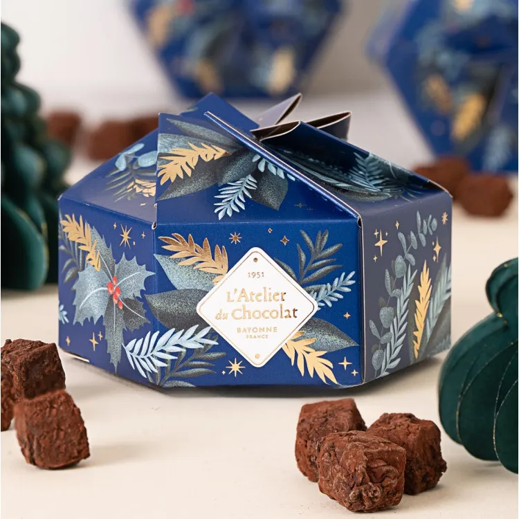 Boîte de truffes Huallaga au chocolat noir chocolats de noël