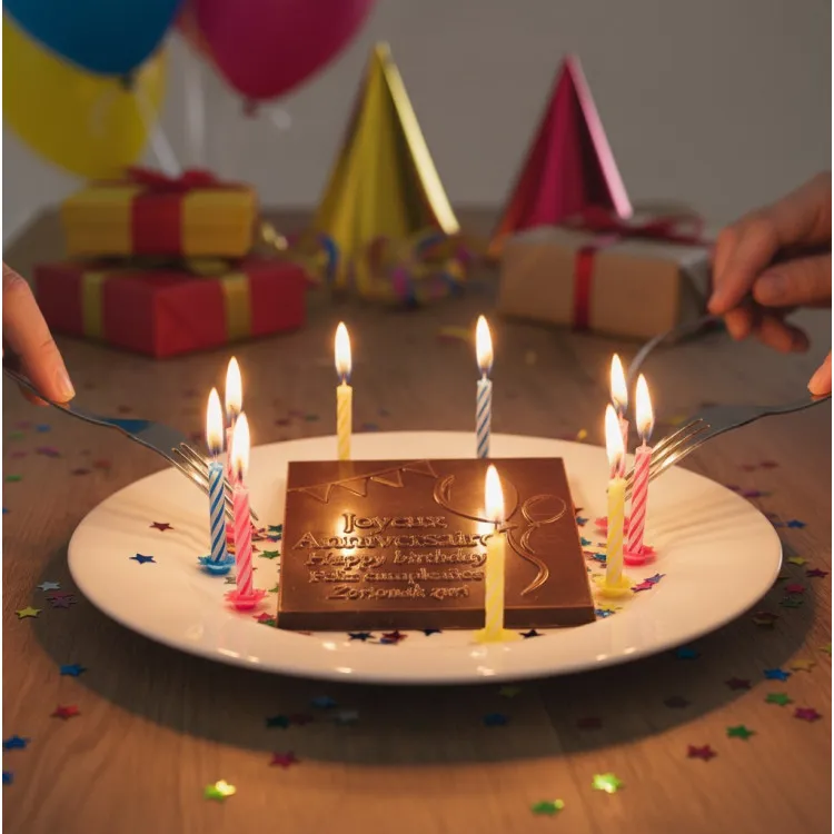 Carré chocolat noir ou lait - Joyeux anniversaire