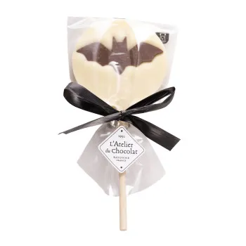 sucette chauve souris au chocolat blanc chocolats halloween emballage