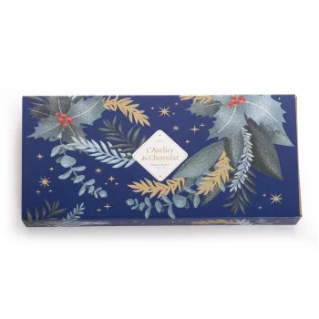 Tablette fourrée de Noël · Chocolat au lait praliné cacahuète emballage