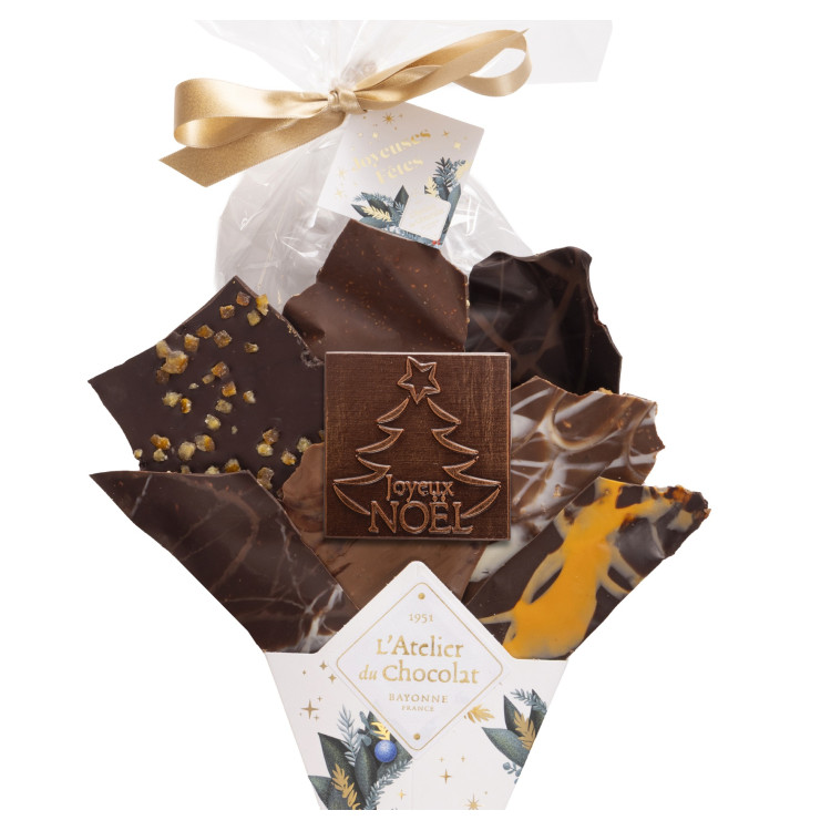 BOUQUET DE CHOCOLAT ET SON MINI CARRÉ JOYEUX NOËL LIVRAISON CADEAU ORIGINAL CHOCOLATS NOEL ATELIER DU CHOCOLAT