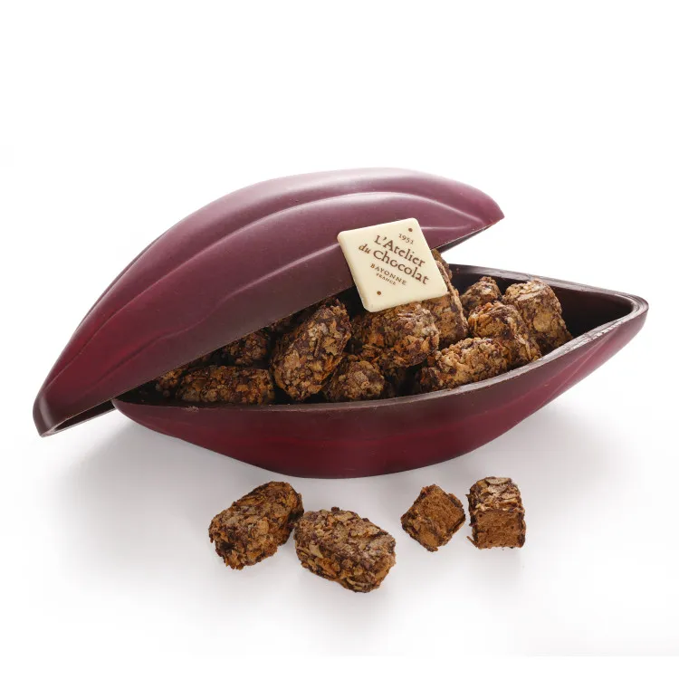 CABOSSE GARNIE DE FEUILLANTS D'OR LIVRAISON CHOCOLATS NOËL MOULAGE CADEAU ORIGINAL JOYEUSES FETES