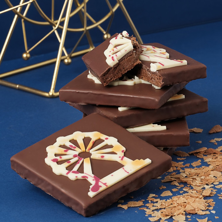 Mini carré Grande Roue praliné au chocolat au lait livraison chocolats de Noël cadeau gourmand de fin d'année