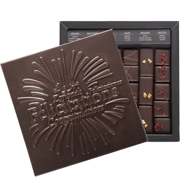 Boîte de chocolats extra noir Ilbarritz Félicitations noir