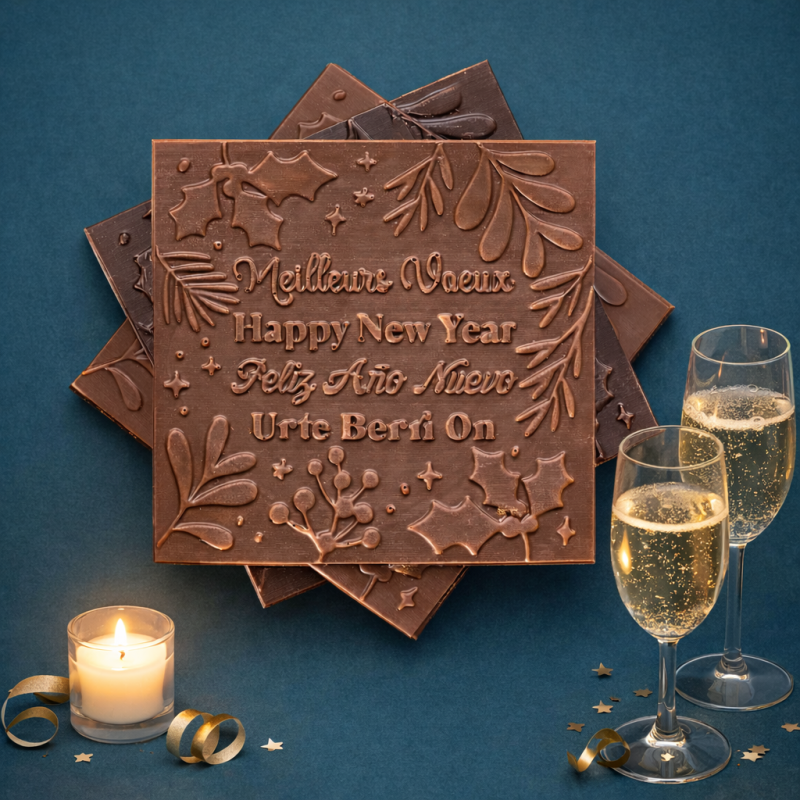 Carré de chocolat meilleurs vœux livraison express chocolats Noël coffret gourmand fin d'année cadeau idéal bonne année