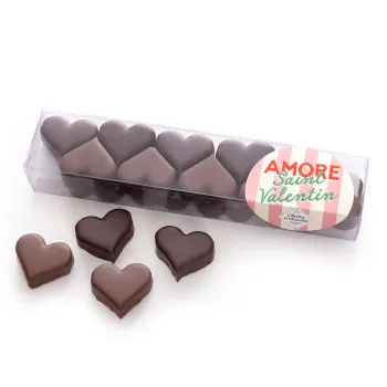 Bonbons coeurs praliné café noisettesnoir lait chocolats saint valentin