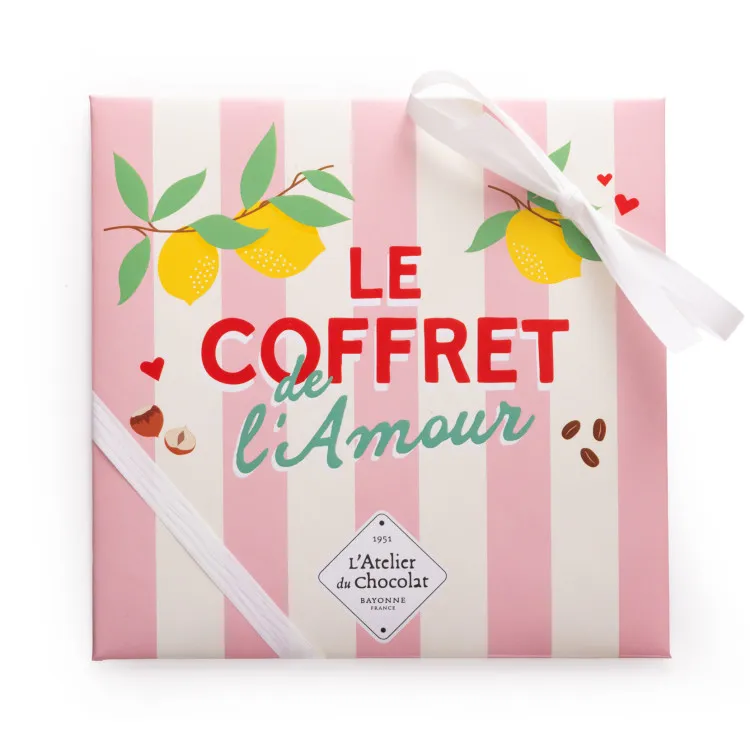 Boîte de chocolats Ilbarritz extra noir Je t’aime noir livraison cadeau chocolat artisanal Saint-Valentin en 24h