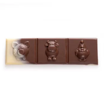 Animaux de la ferme en chocolat au lait et chocolat blanc