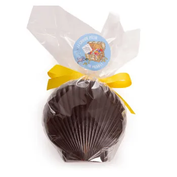 Coquille saint-jacques en chocolat et perles cacao lait caramel livraison rapide cadeau chocolat artisanal