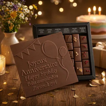 Boîte de chocolats noir lait Ilbarritz Joyeux anniversaire lait