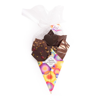 Bouquet de Chocolat Bonne Fête Maman et sa bouchée coeur praline noir