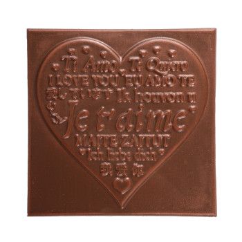 Carré cœur en chocolat noir ou lait Je t’aime Bonne fête maman livraison express chocolats fête des mères
